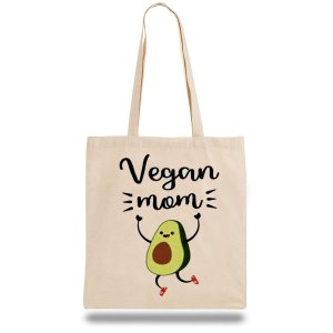 Еко-сумка, шоппер з принтом повсякденна "Vegan Mom" - 8197743 - SvitStyle