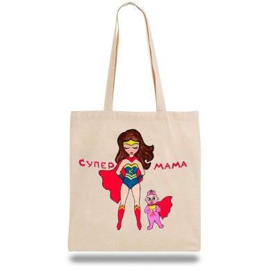 Еко-сумка, шоппер з принтом повсякденна Супер мама - SvitStyle