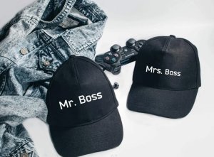 Парні кепки (бейсболки) з принтом "Mr. Boss. Mrs. Boss" Push IT - SvitStyle