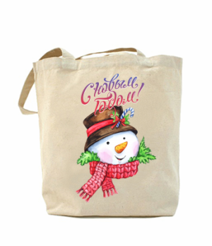 Еко-сумка, шоппер з принтом повсякденна Сніговик новий рік - SvitStyle