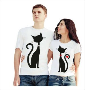 Парні футболки з принтом "Чорні коти" Push IT - 8204877 - SvitStyle