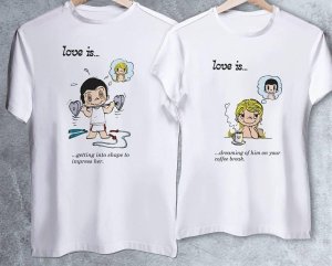 Парні футболки з принтом "Любов це... думати про нього / неї" Push IT - 8204969 - SvitStyle
