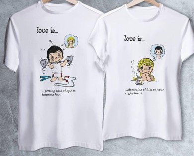 Парні футболки з принтом Любов це... думати про нього / неї Push IT - SvitStyle