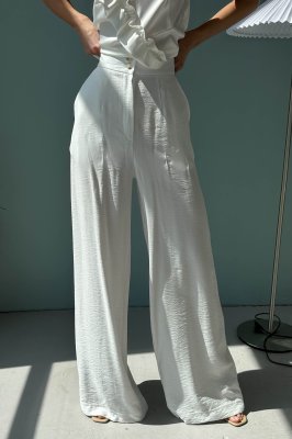 Стильні лляні штани кюлоти "Бейд" білого кольору м. Харків - 8549331 - SvitStyle