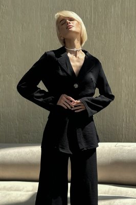 Літній лляний жіночий піджак «Онікс» чорного кольору м. Харків - 8549334 - SvitStyle