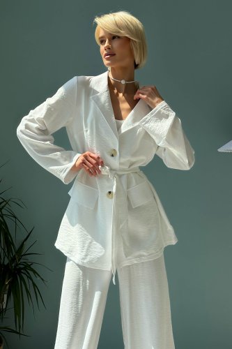 Літній лляний жіночий піджак Онікс білого кольору  м. Харків - SvitStyle