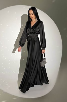 Вечірня сукня "Шик" з ніжного шовку чорного кольору м. Харків - SvitStyle