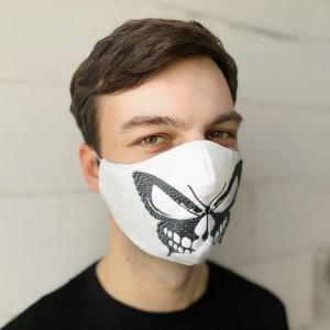 Захисна маска з вишивкою "Метелик"біла - 7249289 - SvitStyle