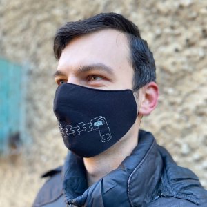 Захисна маска з вишивкою "Zipper" чорна - 7249294 - SvitStyle