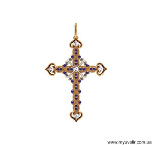 Золотой Крест С Цирконами - 7881233 - SvitStyle