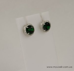 Сережки Серебро С Зелеными Камнями - 8009443 - SvitStyle