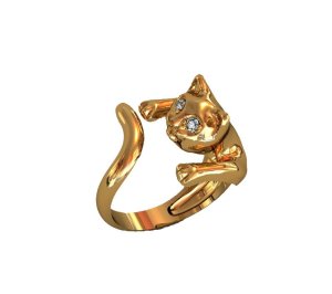 Кольцо в виде кошки Maxi Silver 4532 SE, размер 15.5 - SvitStyle