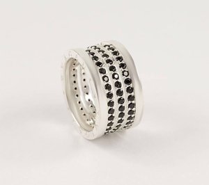 Кольцо с черными камнями Maxi Silver 3648 SE, размер 15.5 - 8579700 - SvitStyle