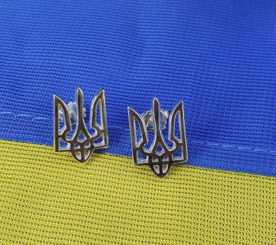 Пусеты герб Украины Maxi Silver 9147 - SvitStyle