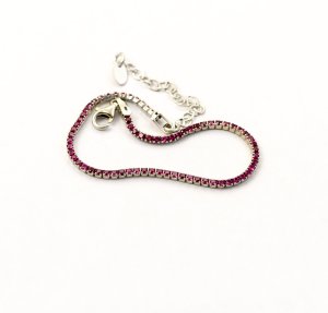 Теннисный браслет с розовыми камнями Maxi Silver 9364 - SvitStyle