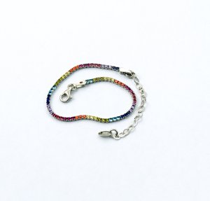 Теннисный браслет с цветными камнями Maxi Silver 9363 - SvitStyle