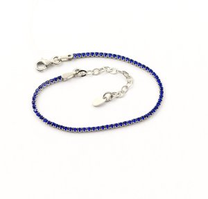 Теннисный браслет с синими камнями Maxi Silver 9362 - SvitStyle