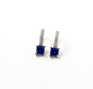 Серьги с синим квадратным фианитом Maxi Silver 9402 - 8601151 - SvitStyle