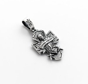 Массивный кулон крест Козак Maxi Silver 9409 - SvitStyle