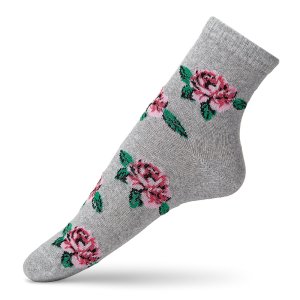Бавовняні шкарпетки для жінок з яскравими трояндами від V&T Socks - 6352979 - SvitStyle