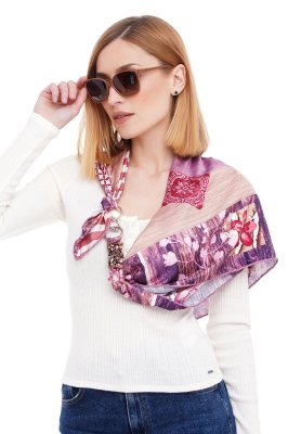 Шовкову хустку "рожевий фламінго" від бренду my scarf, подарунок жінці. - SvitStyle