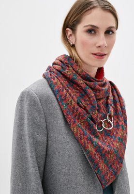 Шарф-бактус "Едінбург", червоний в клітинку жіночий шарф, великий жіночий шарф - 8327235 - SvitStyle