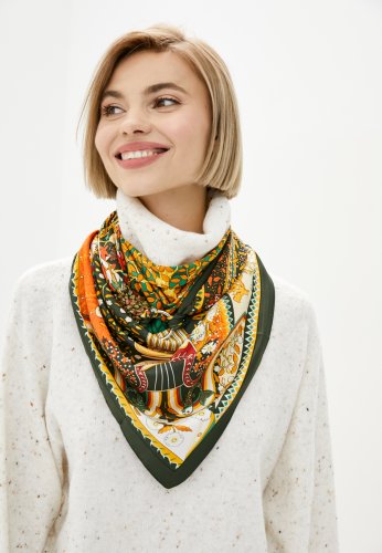 Хустка Смарагдовий шовк від бренду MyScarf, подарунок жінці - SvitStyle