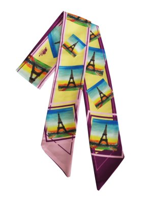 Твіллі - дизайнерський шарф краватка "Прогулянка в Парижі", стрічка для волосся - 8445773 - SvitStyle