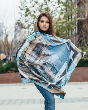 Дизайнерский шелковый платок "Крым" - 8491311 - SvitStyle