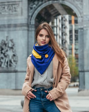 Шарф-бактус синьо-жовтий "Единбург", жіночий шарф, великий жіночий шарф - 8491504 - SvitStyle