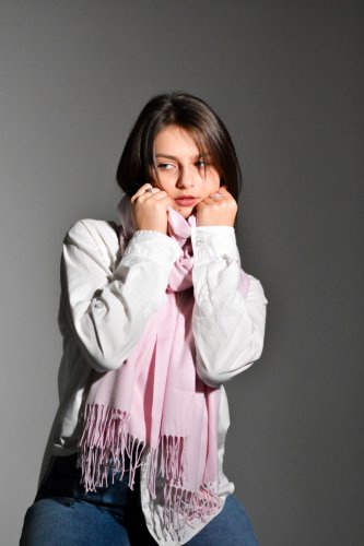 Кашеміровий ніжно-рожевий теплий шарф від бренду MyScarf - SvitStyle