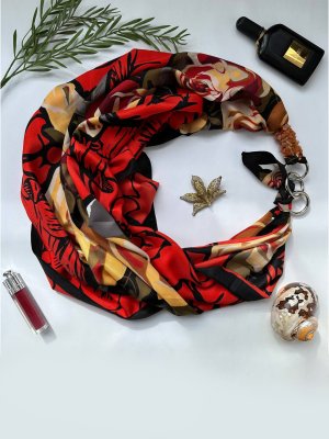 Дизайнерська хустка "Червона троянда кохання" від бренду My Scarf, натуральне ка - SvitStyle