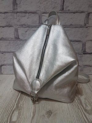 Рюкзак женский "Парис" натуральная кожа, серебряный флотар - SvitStyle