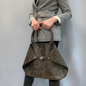 Женская сумка "Флай" натуральная кожа, коричневая под крокодила - SvitStyle