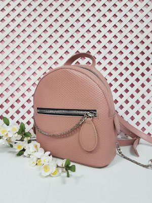 Рюкзак "Шайн" натуральная кожа, розовый с плетенкой - 8174760 - SvitStyle