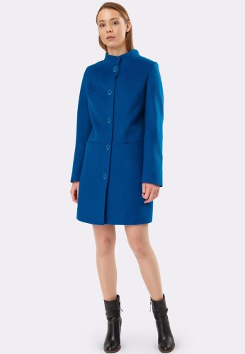 Кашемировое пальто синее с карманами 4383, 42 - SvitStyle