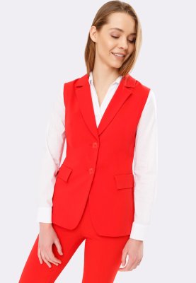 Красный жилет из костюмной ткани с отложным воротником 3302, 42 - 7864946 - SvitStyle