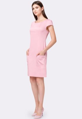 Платье футляр из хлопковой ткани с накладными карманами 5543, 42 - 7864993 - SvitStyle