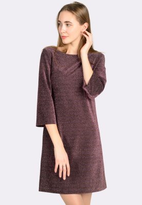 Нарядное платье из люрексового трикотажа бордового цвета 5567, 42 - SvitStyle