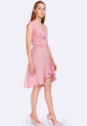 Нежно-розовое платье с асимметричной юбкой 5586p, 42 - SvitStyle