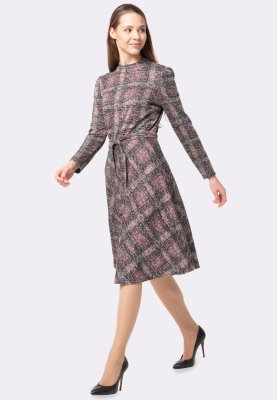 Платье с расклешенной юбкой из трикотажа с абстрактным принтом 5631, 42 - 8041818 - SvitStyle