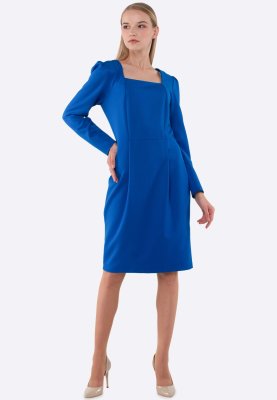 Элегантное платье яркого синего цвета с длинными рукавами 5663, 44 - SvitStyle