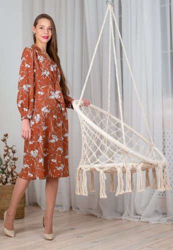 Платье с завязками по лифу флористический принт 5680, 42 - SvitStyle