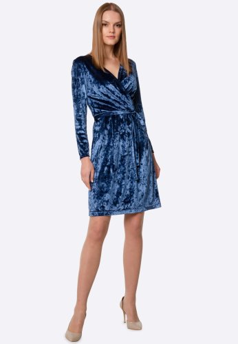 Платье сине-голубого цвета из стрейч велюра 5681, 44 - SvitStyle