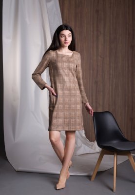 Світло-коричнева сукня з екозамші 5688, 44 - SvitStyle