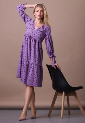 Лавандова сукня вільного крою з віскозного шифону 5691, 42 - SvitStyle