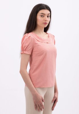 Легка блуза з рукавами ліхтариками персикового кольору1290, 42 - SvitStyle
