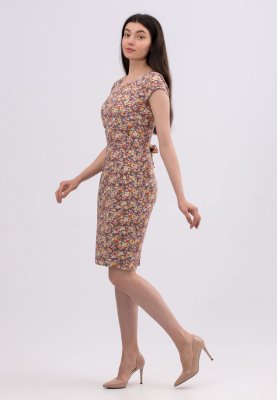 Сукня зі стрейч льону з квітковим принтом 5696, 44 - SvitStyle