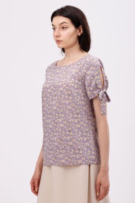 Лавандова блуза з зав'язками на рукавах 1296, 44 - 8619051 - SvitStyle