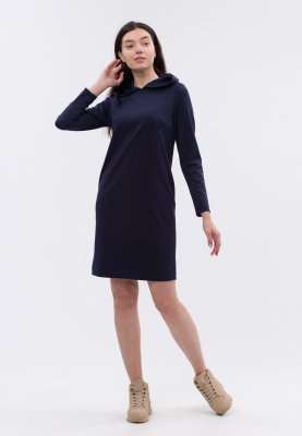 Темно-синя трикотажна сукня з капюшоном 5709, 42 - SvitStyle